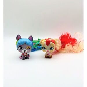 VIP Pets Mini Fans Series 1 Collectible Figures Lot of 2 Long Hair Styling Dogs